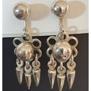 Vintage Silvertone Chandelier Dangle Clip-On Earrings